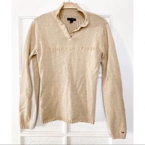 Tommy Hilfiger Ribbed Pullover Knit Cotton Sweater Tan